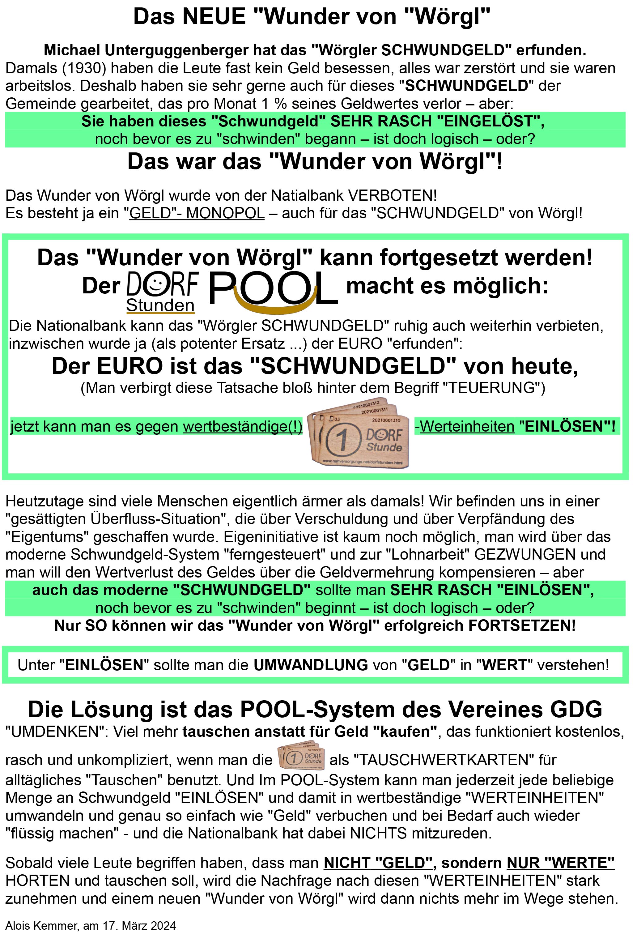 Informationen über das POOL-KONZEPT